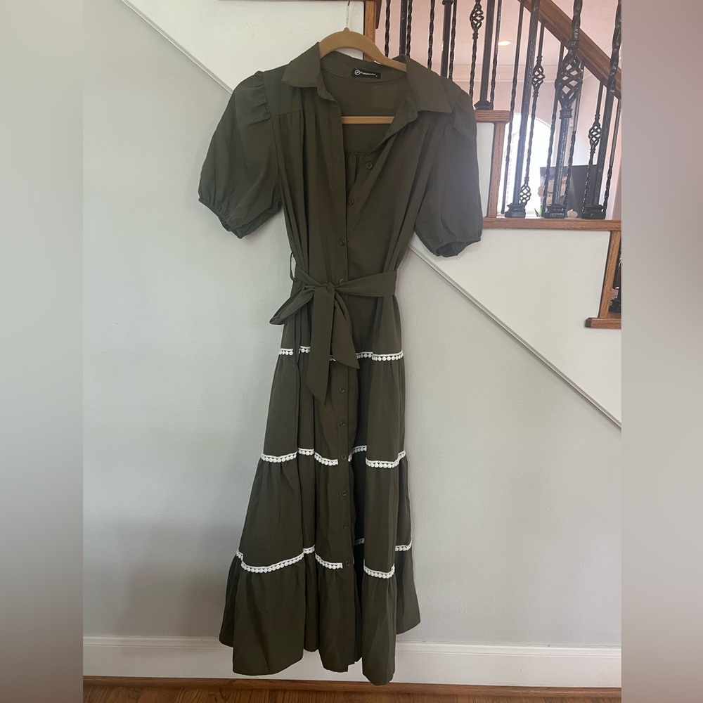 Elegant Olive Green Maxi Dress